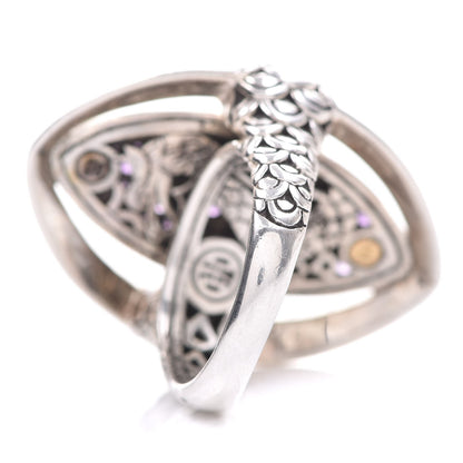 John Hardy Sterling Silver 18K Yellow Gold Amethyst Naga Ring 57 8 4 of 6