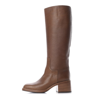 Gucci GG Monogram Calfskin Lola Tall Boots 38 Beige Ruggine Cuir 2 of 13