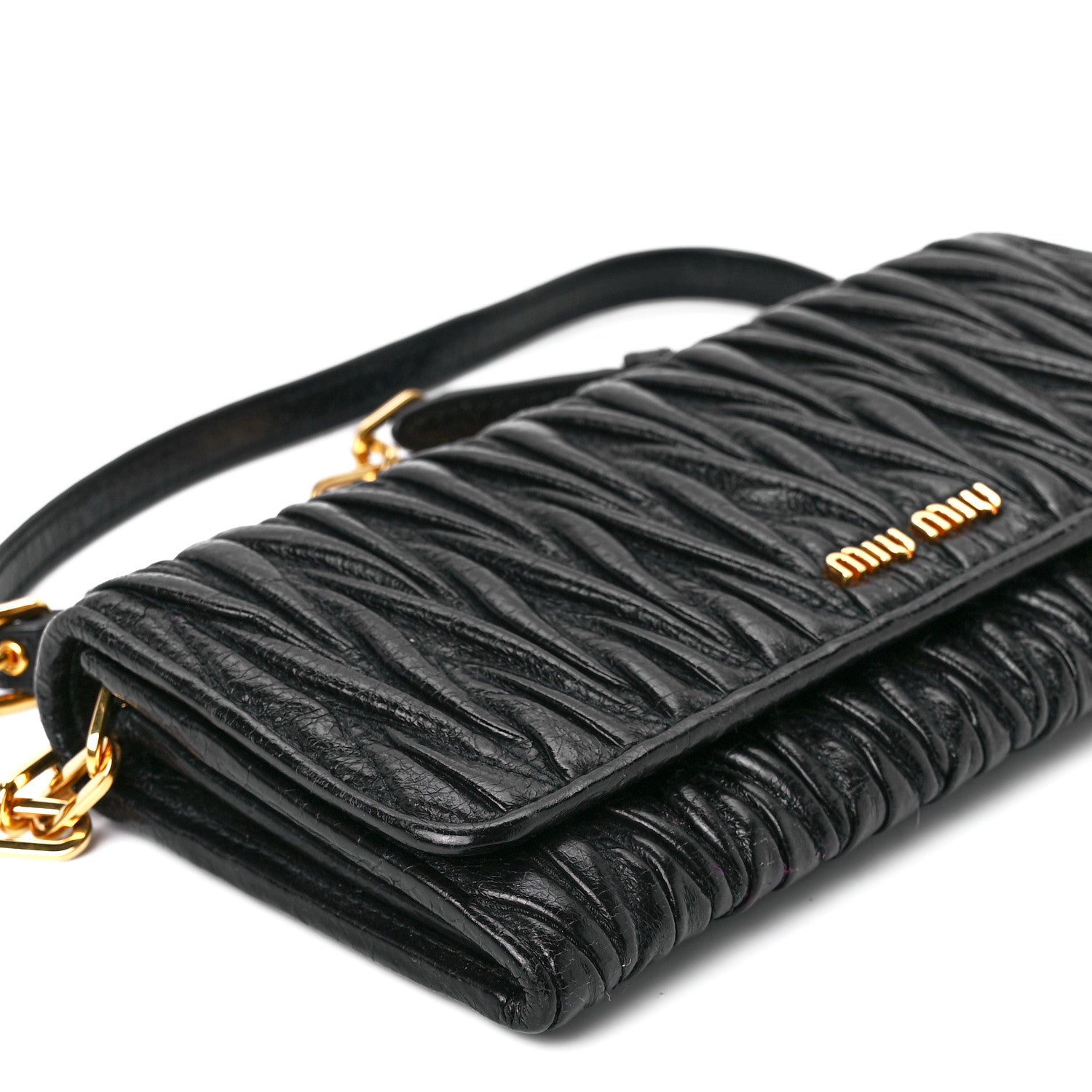 Miu Miu Nappa Matelasse Wallet On Chain Black 9 of 10