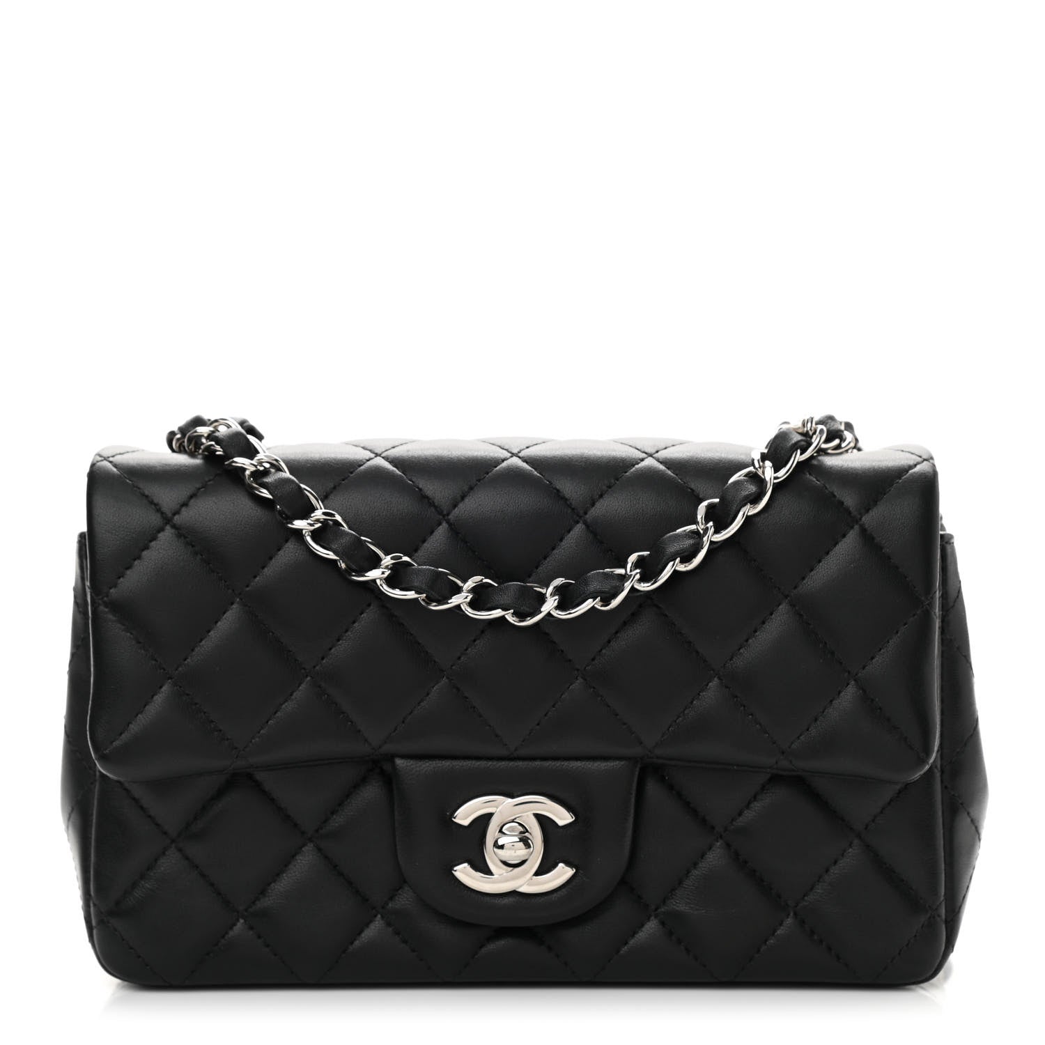 Chanel Lambskin Quilted Mini Rectangular Flap Black 1 of 10