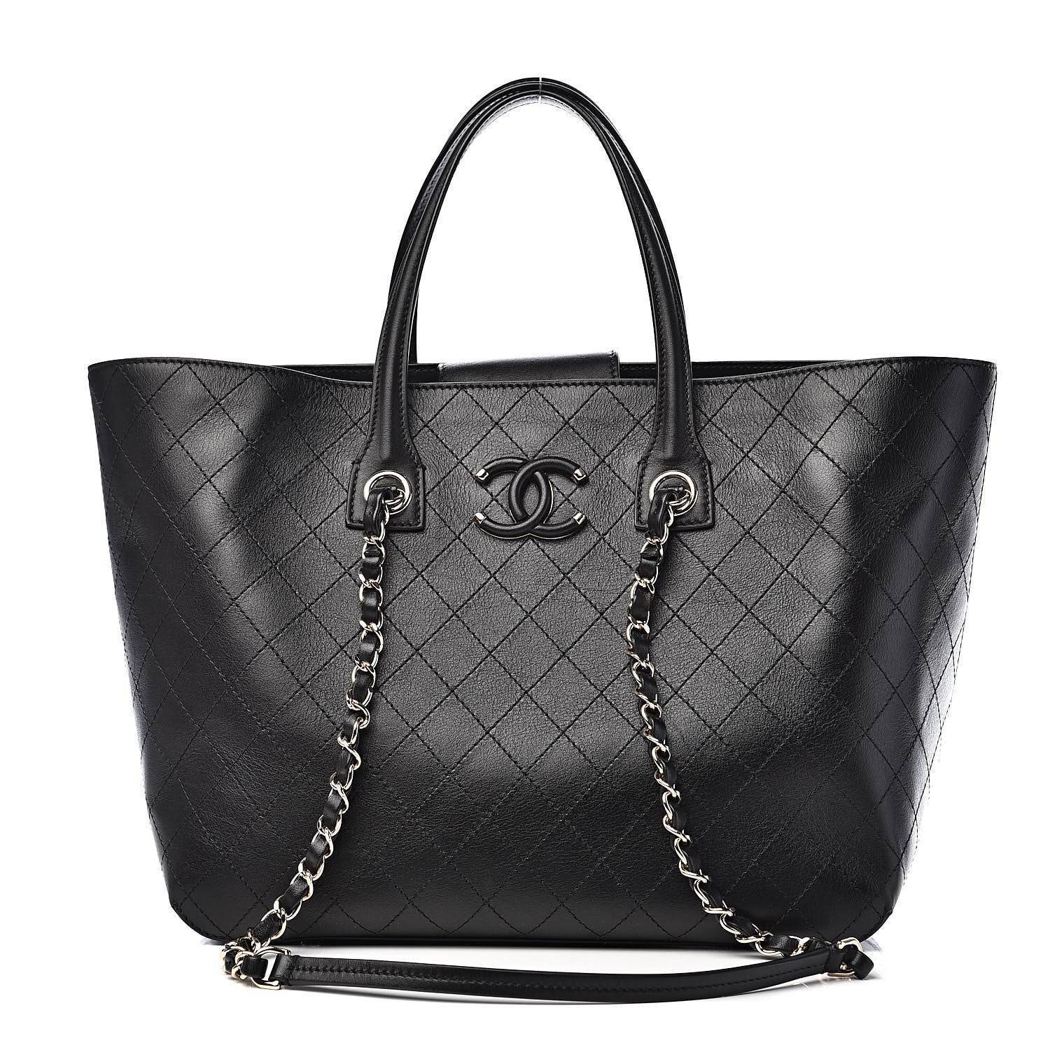 Chanel Calfskin Stitched Shopping Tote Black 1 of 11
