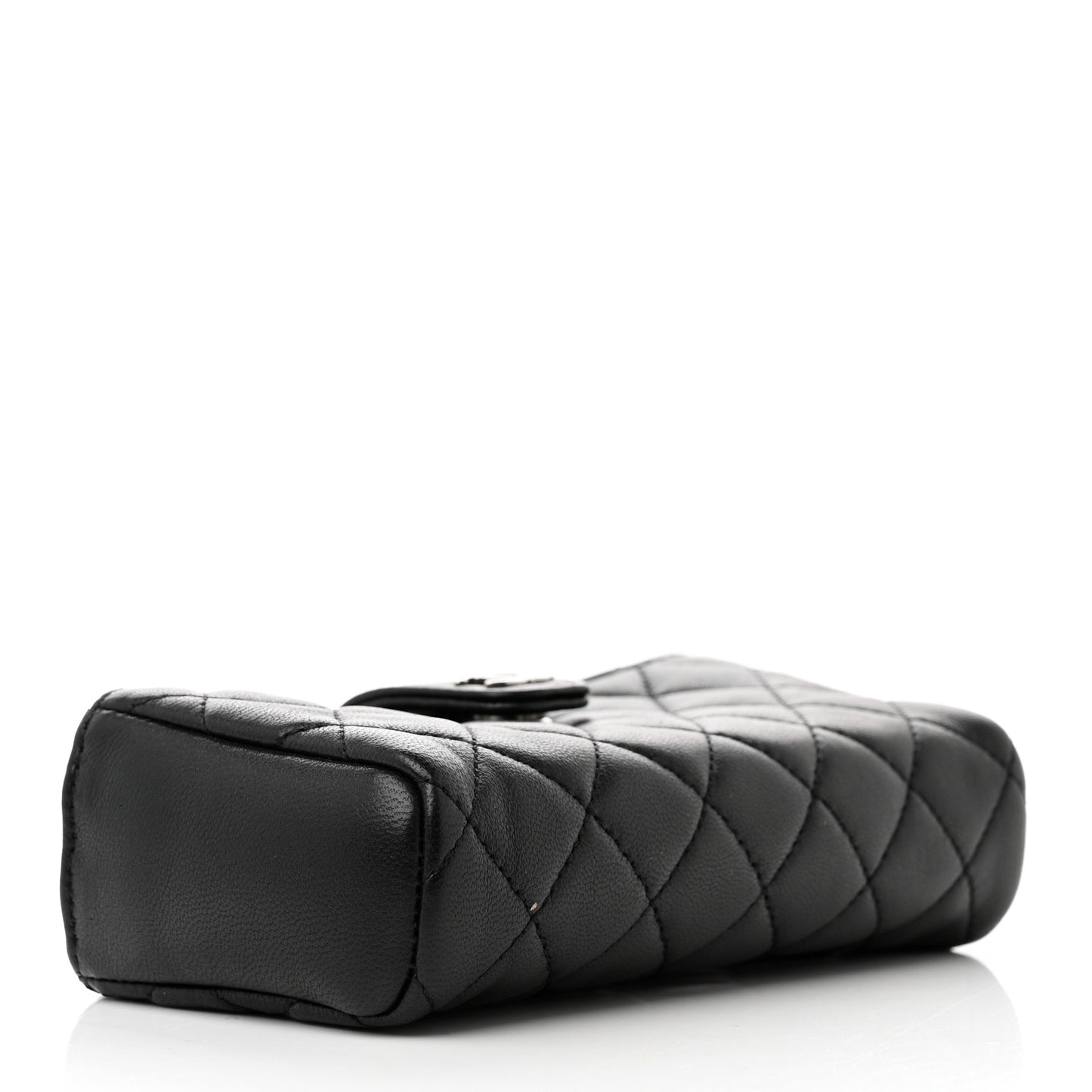 Lambskin Quilted Crystal Valentine Charms Mini Phone Holder Crossbody Bag Black
