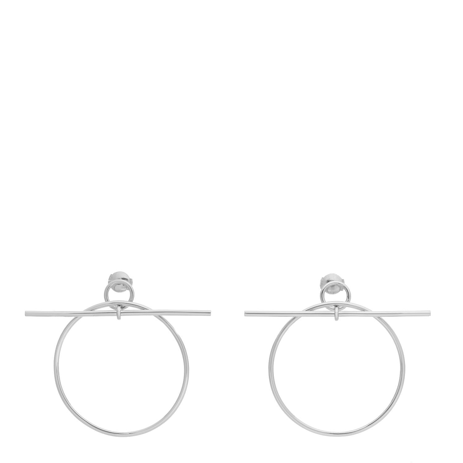 Hermes Sterling Silver MM Loop Earrings 1 of 4