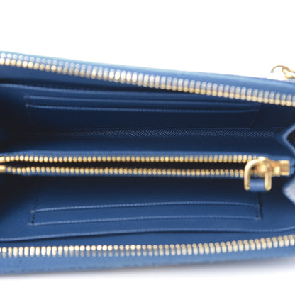 Prada Saffiano Zip Around Wallet Cobalto 4 of 14