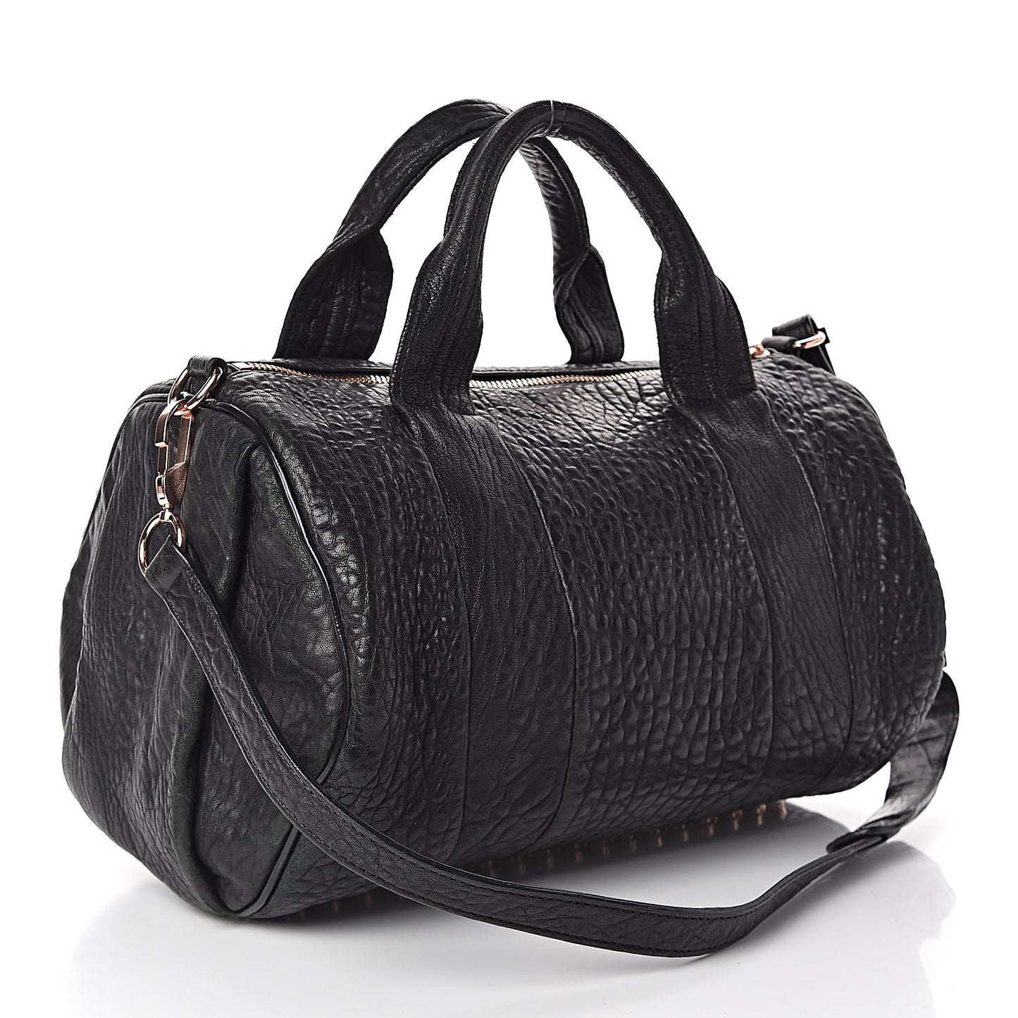 Pebbled Lambskin Rocco Black Rose Gold Hardware