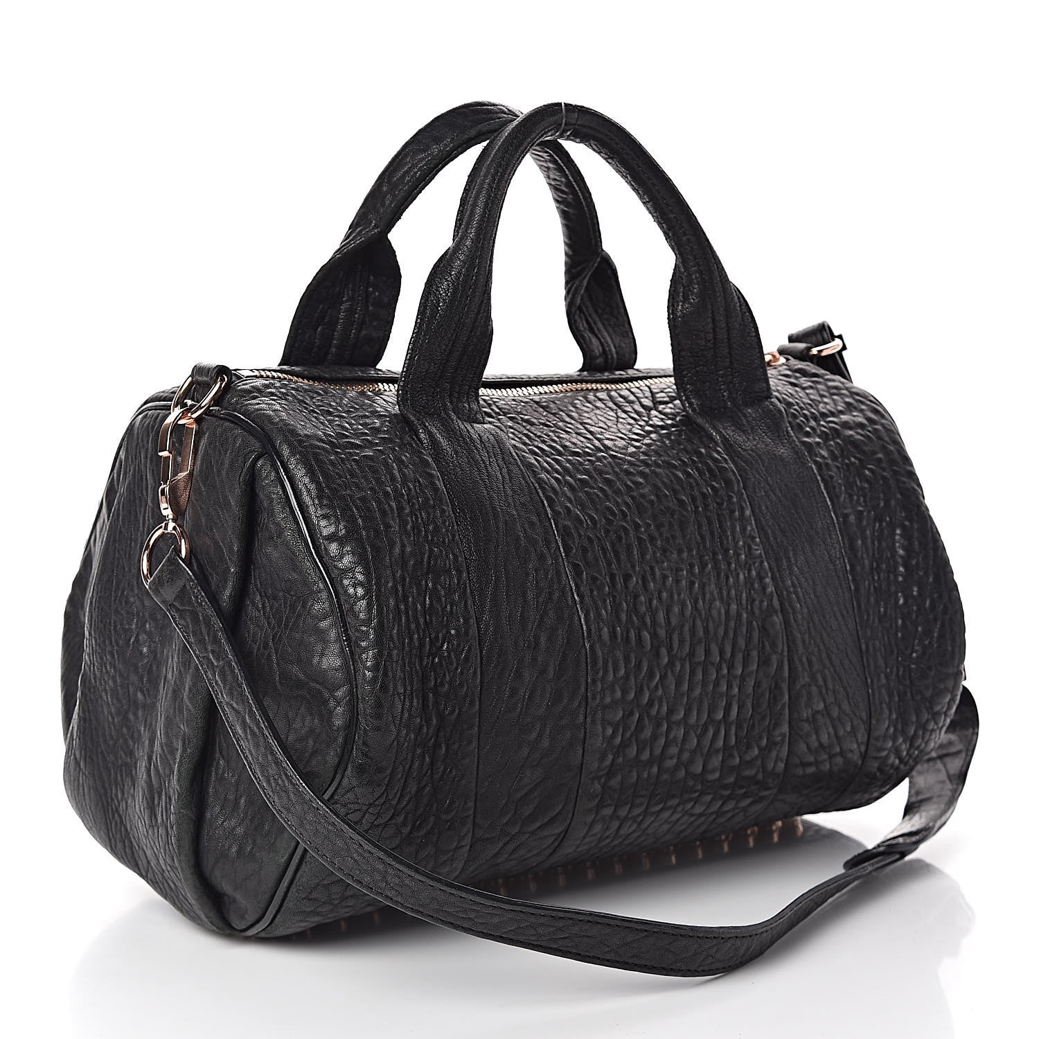 Alexander Wang Pebbled Lambskin Rocco Black Rose Gold Hardware 3 of 11