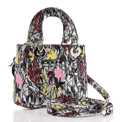 Christian Dior Metallic Canvas Embroidered Mini Lady Dior Argent Multicolor 3 of 8