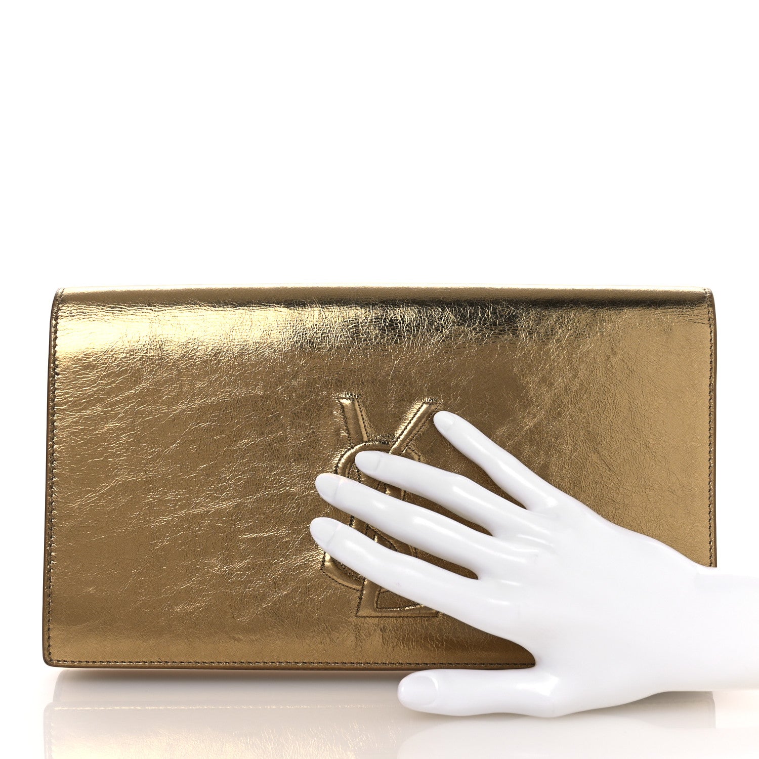 Saint Laurent Metallic Calfskin Monogram Large Belle De Jour Clutch Gold 2 of 10