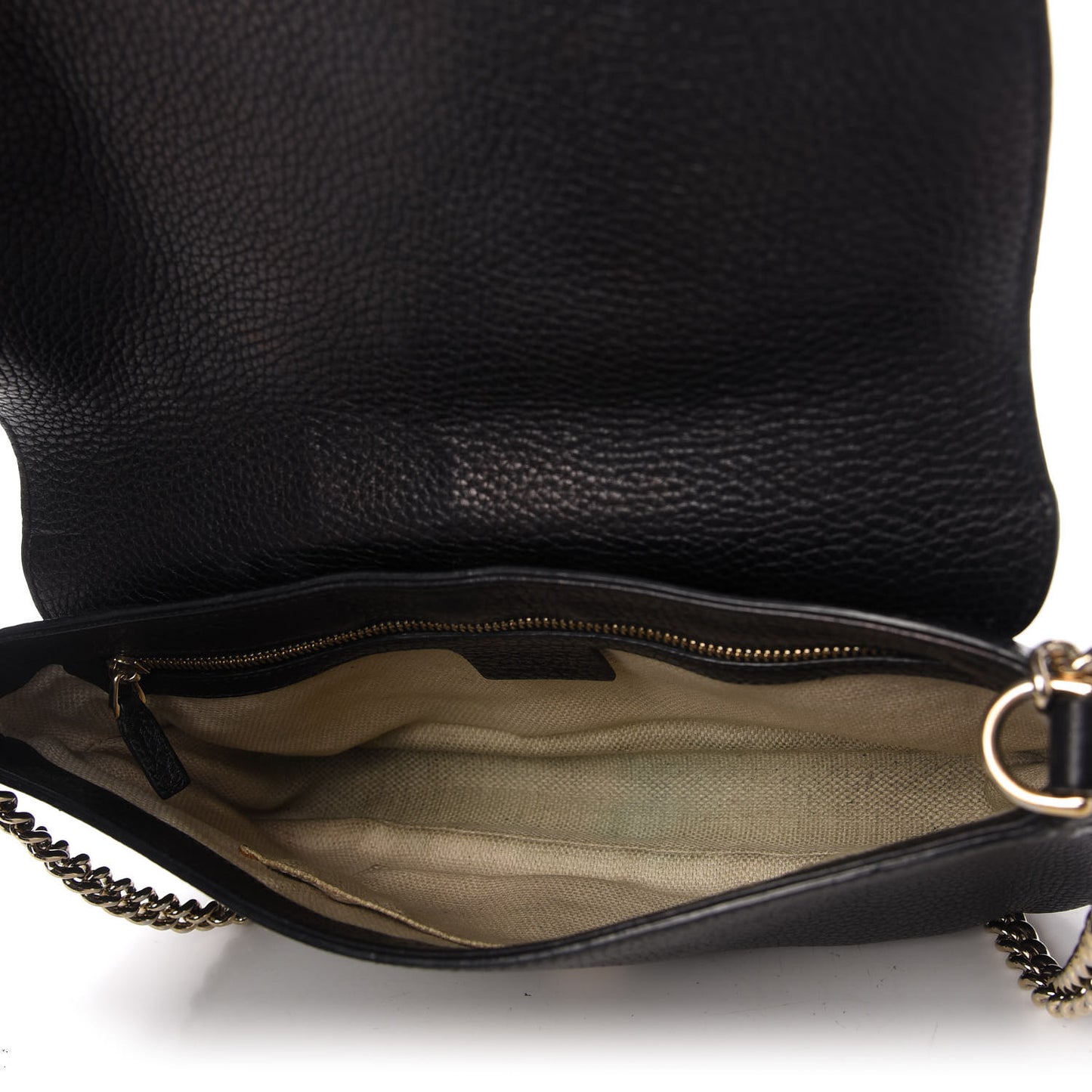 Pebbled Calfskin Medium Soho Flap Crossbody Black