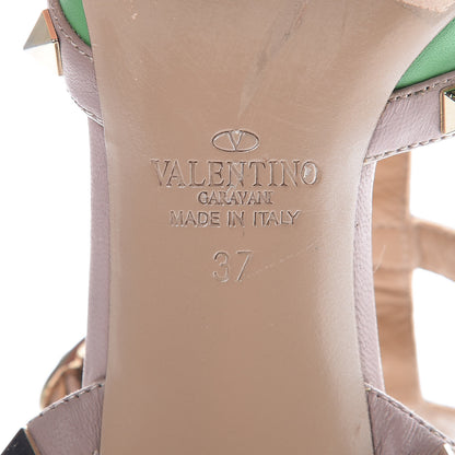 Valentino Garavani Calfskin Nappa Rockstud Ankle Strap 65mm Pumps 37 Green Poudre 8 of 11