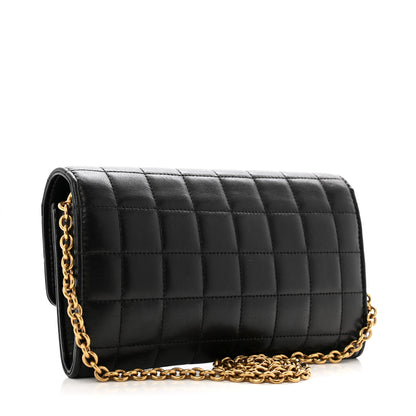 Saint Laurent Lambskin Carre Quilted Le Maillon Wallet On Chain Black 3 of 11