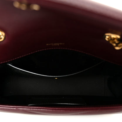 Saint Laurent Lambskin Chevron Quilted Small LouLou Rouge Cabernet 5 of 14