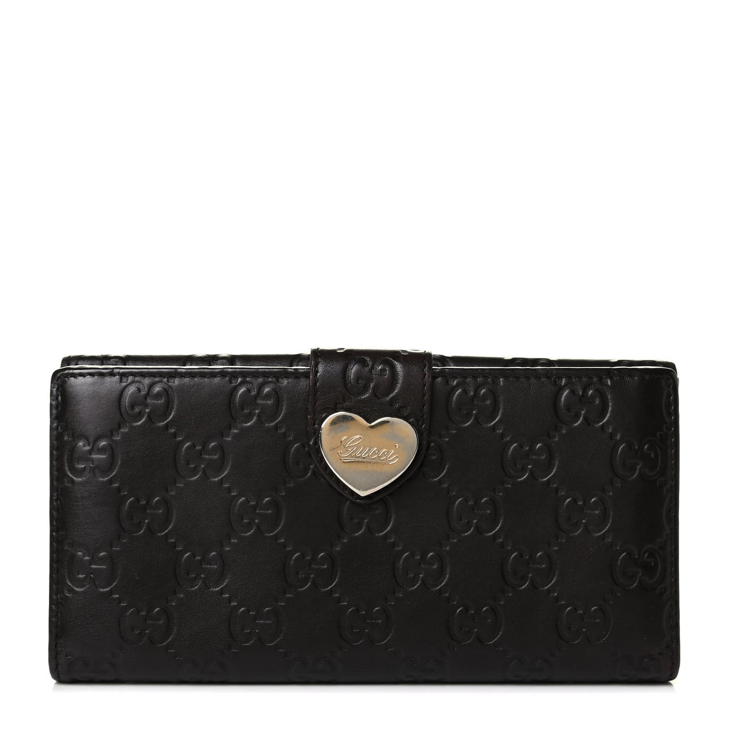 Guccissima Heart Continental Wallet Dark Brown