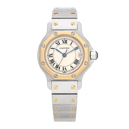 Cartier Stainless Steel 18K Yellow Gold 25mm Santos Octagon Quartz Watch 1 of 4