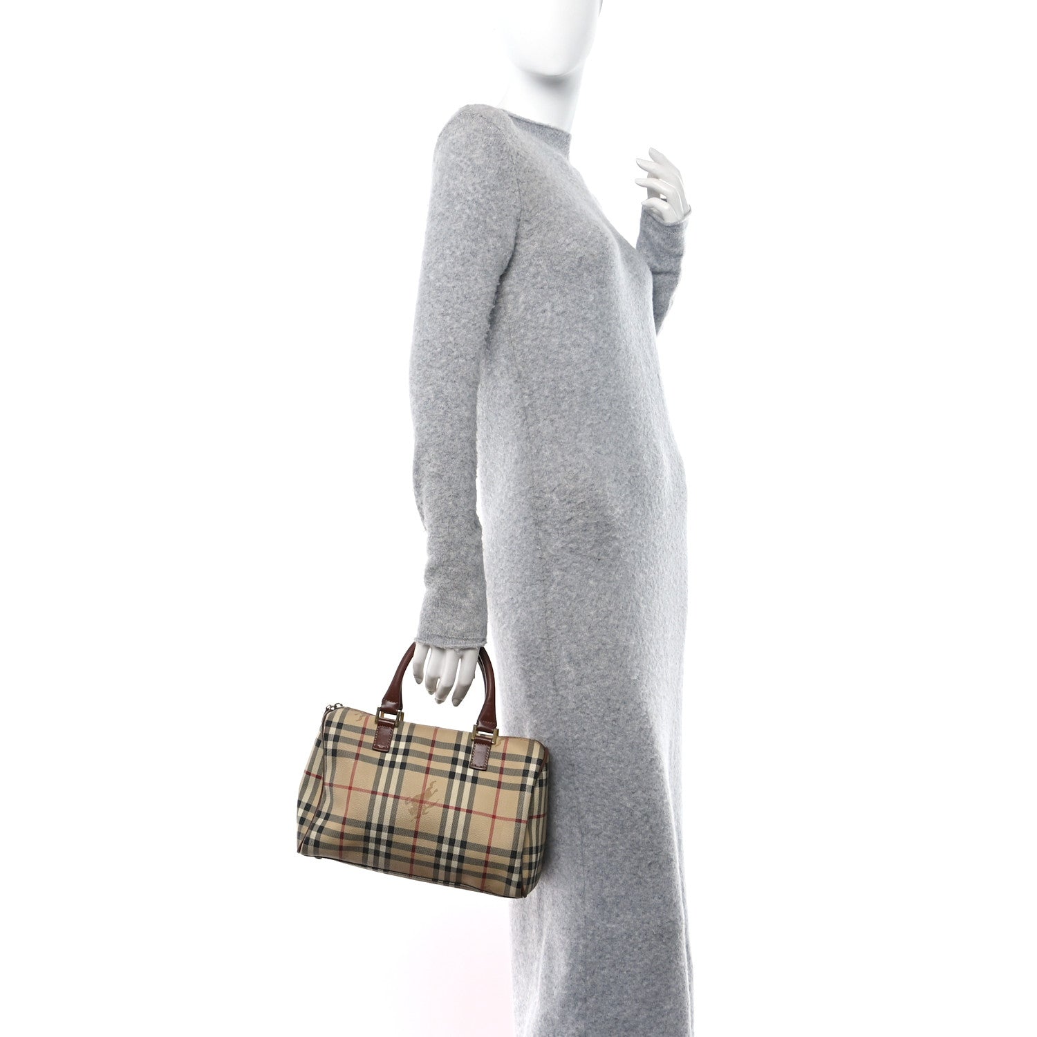 Burberry Haymarket Check Bowling Bag Brown 3 of 17