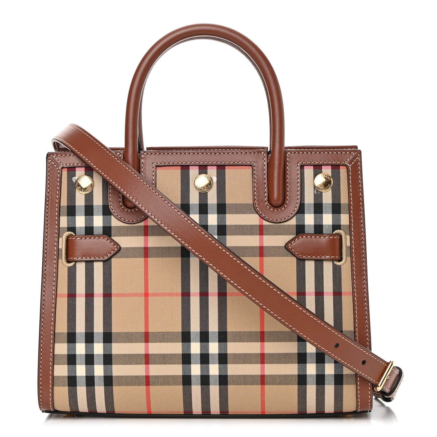 Calfskin Vintage Check Mini Two Handle Title Bag Archive Beige