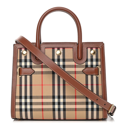 Burberry Calfskin Vintage Check Mini Two Handle Title Bag Archive Beige 1 of 10