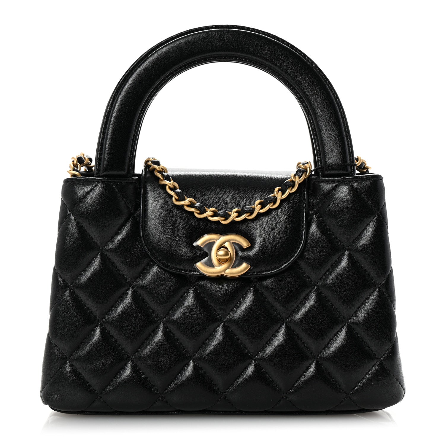 Chanel Shiny Aged Calfskin Quilted Nano Kelly Shopper Black 1 of 10