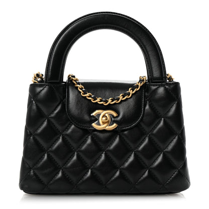 Chanel Shiny Aged Calfskin Quilted Nano Kelly Shopper Black 1 of 10