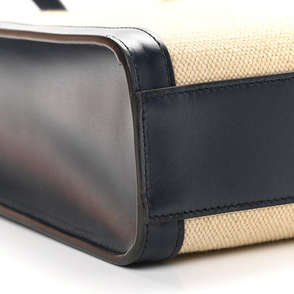 Celine Canvas Calfskin Small Vertical Cabas Vanilla Navy 7 of 8