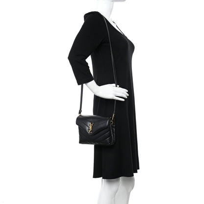 Saint Laurent Calfskin Y Quilted Monogram Toy Loulou Crossbody Bag Black 2 of 11