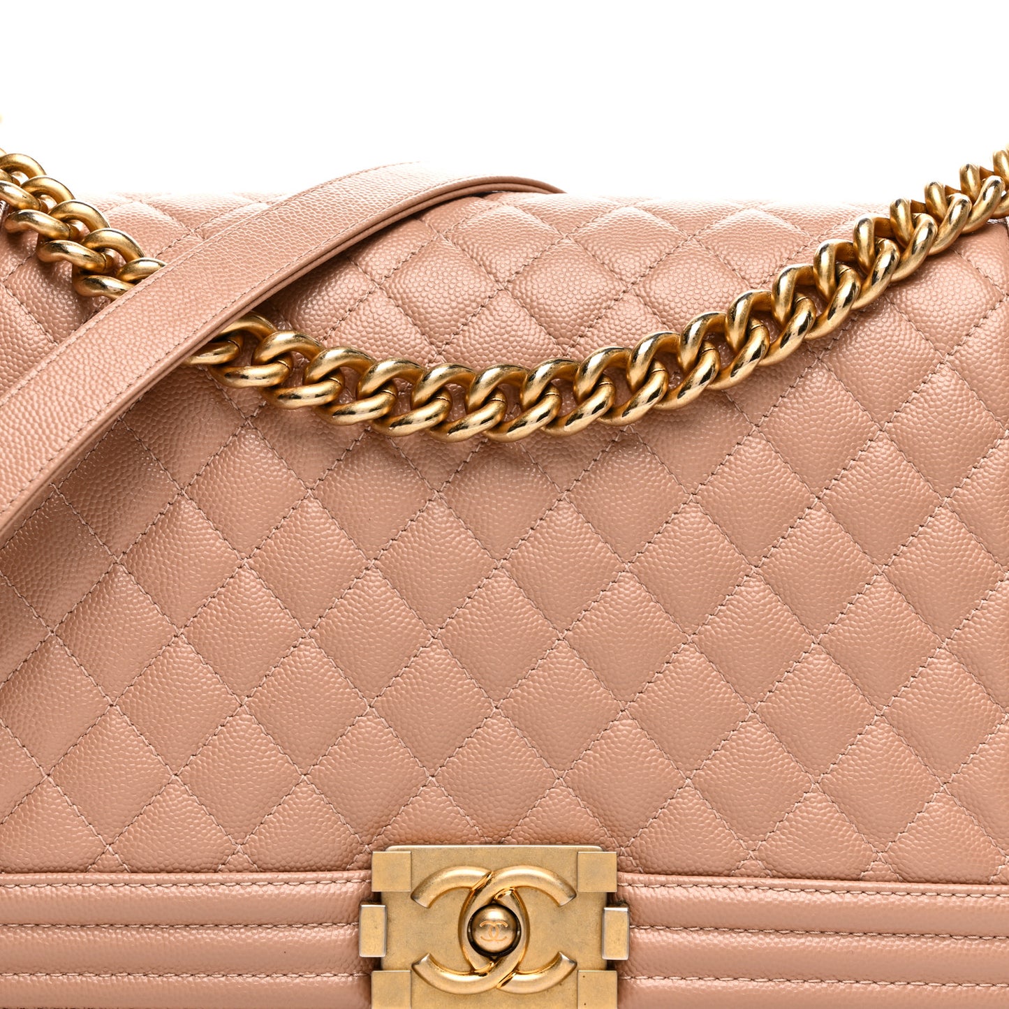 Caviar Quilted New Medium Boy Flap Beige