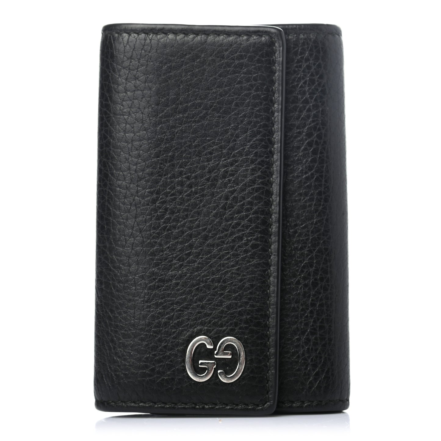 Pebbled Calfskin Dorian 6 Key Holder Case Black