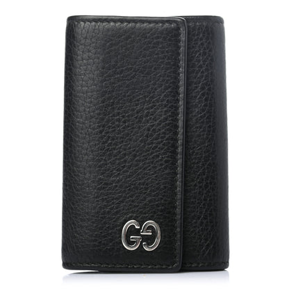Gucci Pebbled Calfskin Dorian 6 Key Holder Case Black 1 of 7