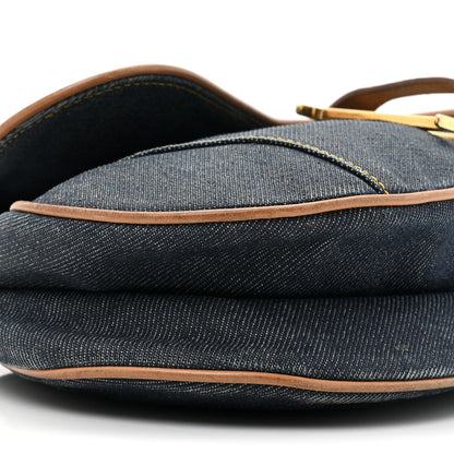 Christian Dior Denim Calfskin Saddle Bag Blue 9 of 16