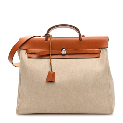 Hermes Toile Vache Calfskin Herbag 2 in 1 36 MM Natural 1 of 13