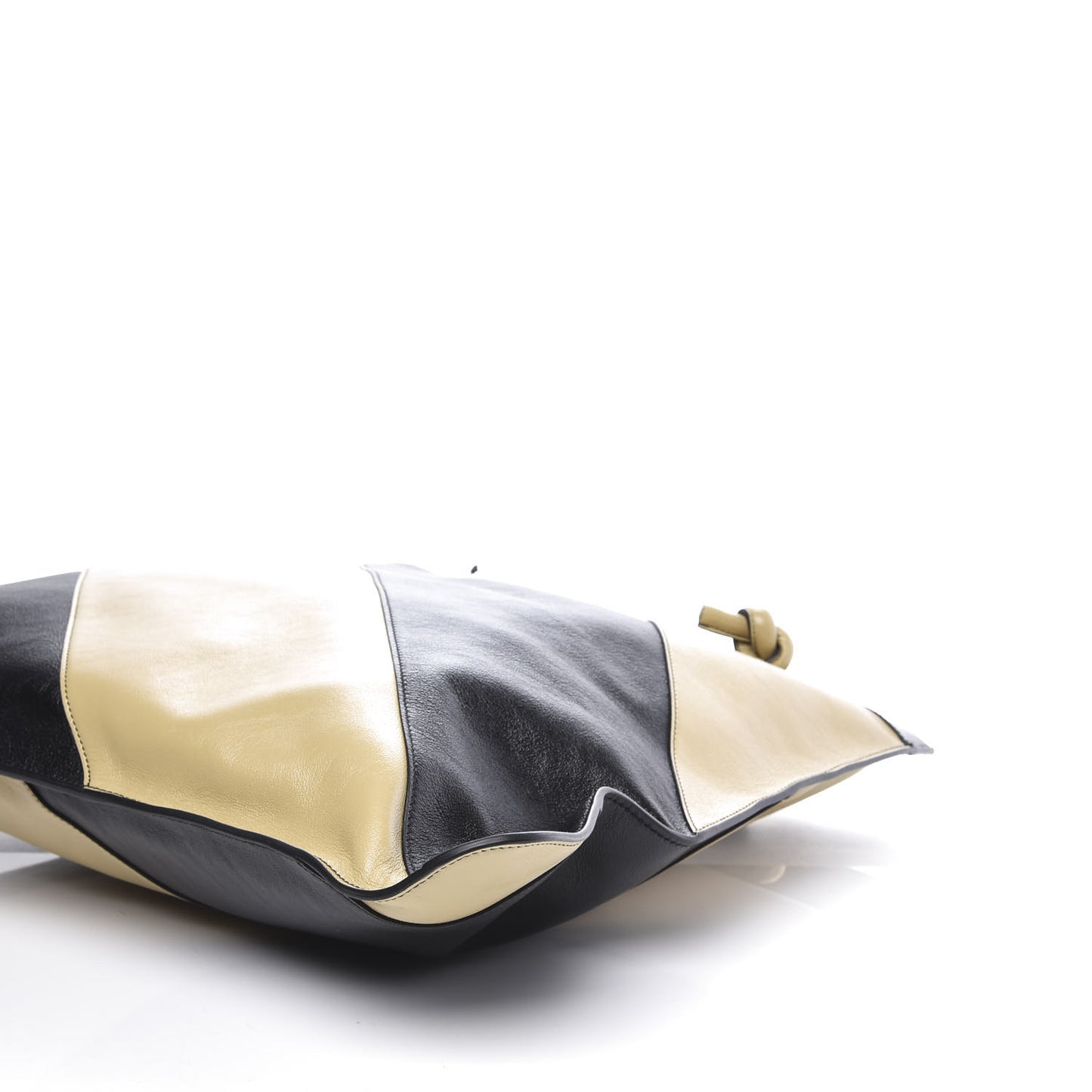 Smooth Calfskin Diagonal Striped Zumi Tote Black Beige