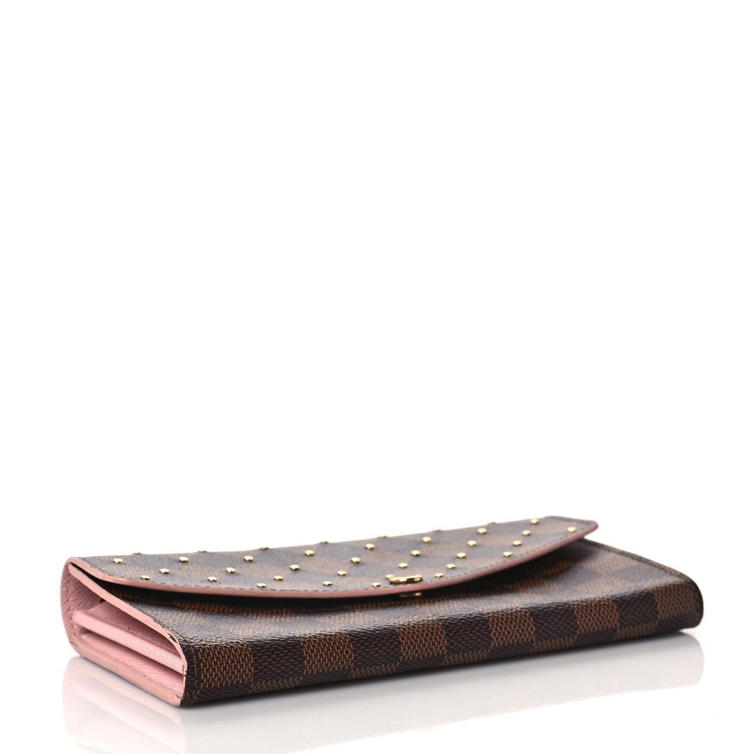 Louis Vuitton Damier Ebene Studded Sarah Wallet NM Rose Ballerine 4 of 8
