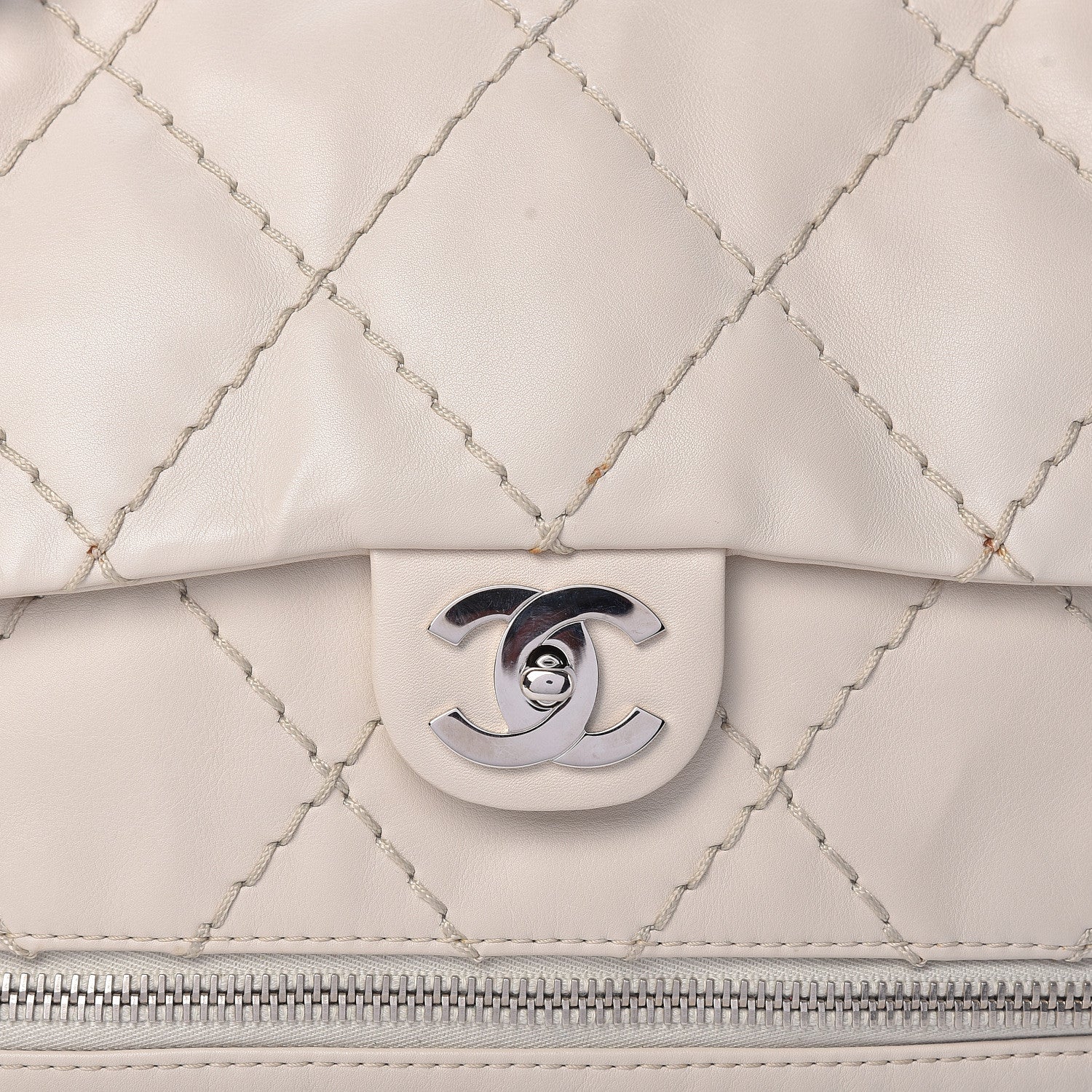 Chanel Calfskin Stitched Large Expandable Flap Bag White 8 of 16