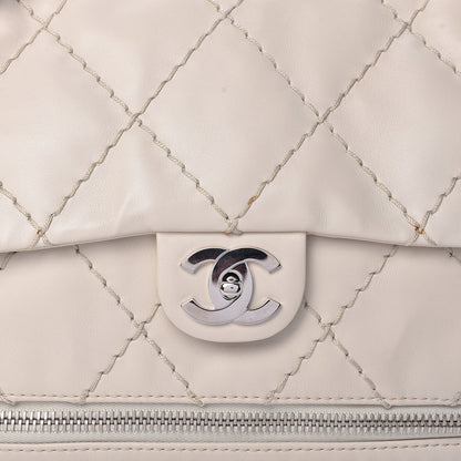 Chanel Calfskin Stitched Large Expandable Flap Bag White 8 of 16
