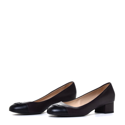 Chanel Lambskin CC Cap Toe Pumps 38 Dark Brown Black 3 of 14