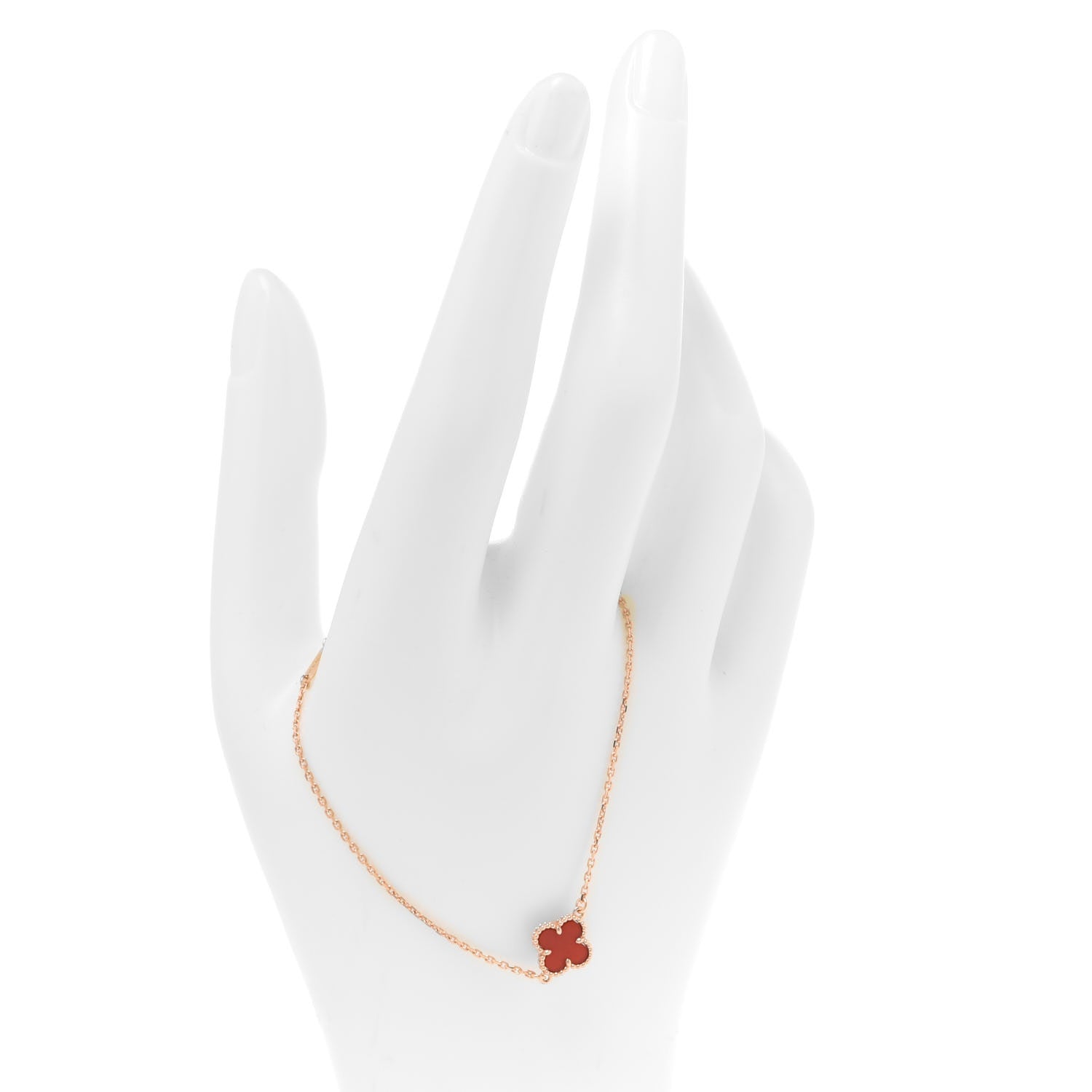 Van Cleef & Arpels 18K Rose Gold Carnelian Sweet Alhambra Bracelet 2 of 6