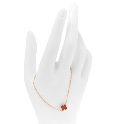 Van Cleef & Arpels 18K Rose Gold Carnelian Sweet Alhambra Bracelet 2 of 6