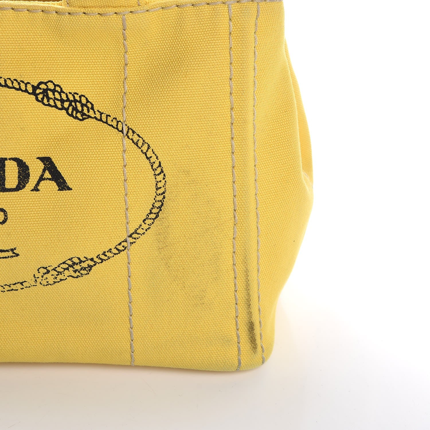 Prada Canvas Canapa Small Logo Tote Yellow 14 of 17
