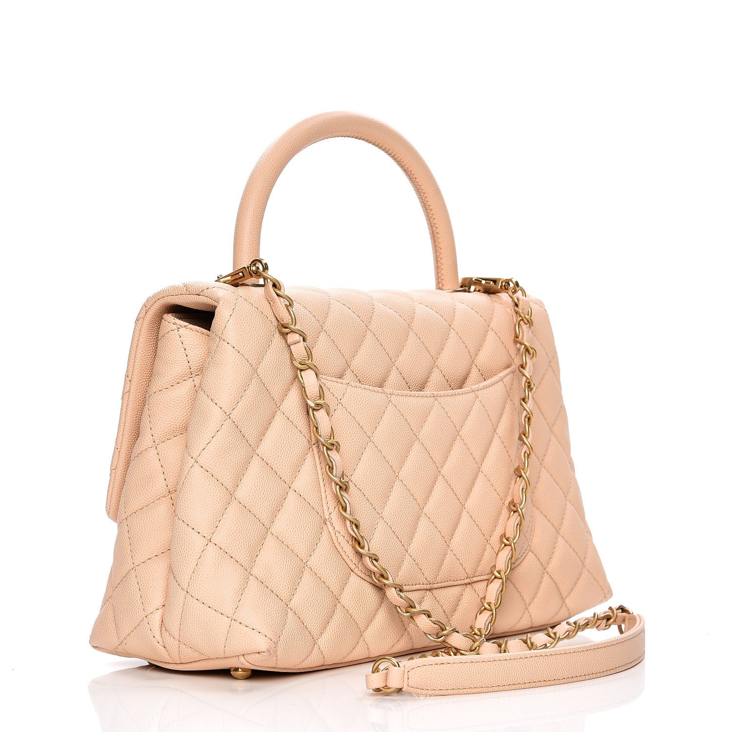 Chanel Caviar Quilted Small Coco Handle Flap Light Beige 4 of 13
