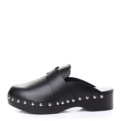 Hermes Calfskin Calya Mules 35 Black 1 of 4