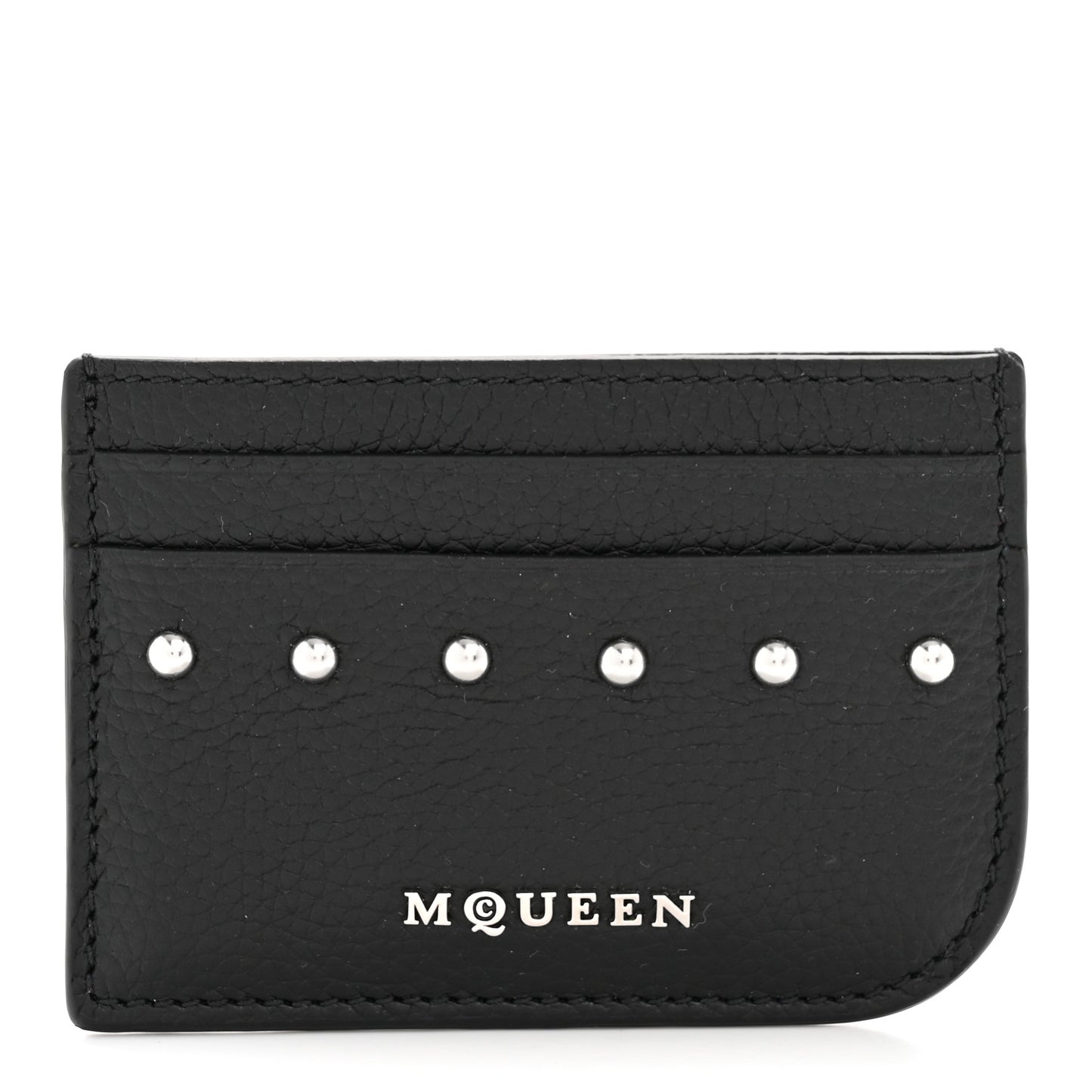 Grained Calfskin Sling Stud Card Holder Black