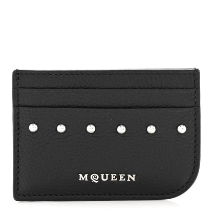 Alexander McQueen Grained Calfskin Sling Stud Card Holder Black 1 of 10