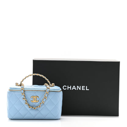 Chanel Shiny Caviar Quilted Pick Me Up Vanity Case Light Blue 12 of 12