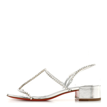 Christian Louboutin Specchio PVC Crystal Simple Queenie Sandals 36 Silver 1 of 8