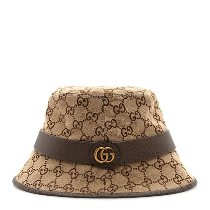 Gucci Monogram Textured Dollar Calfskin GG Jago Bucket Hat Cacao Beige 4 of 7