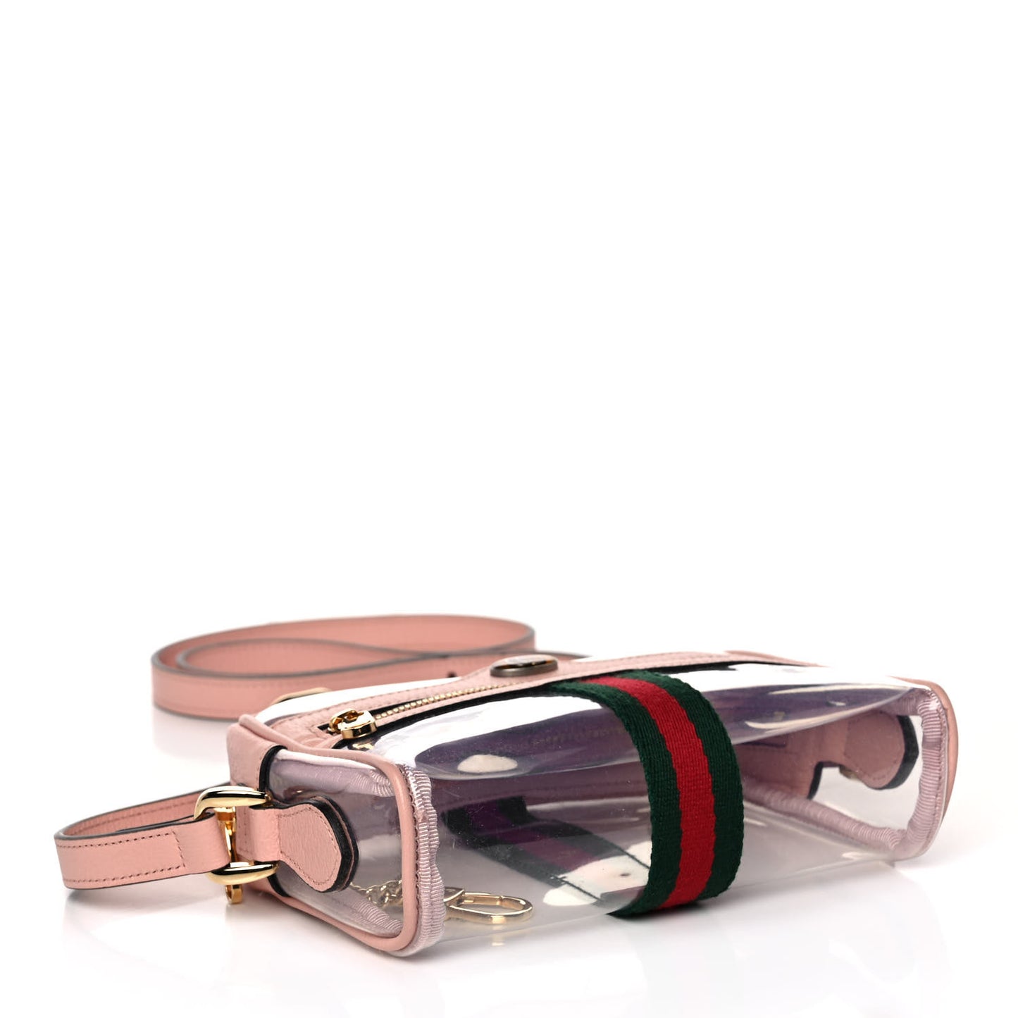 Vinyl Web Mini Ophidia Transparent Shoulder Bag Perfect Pink