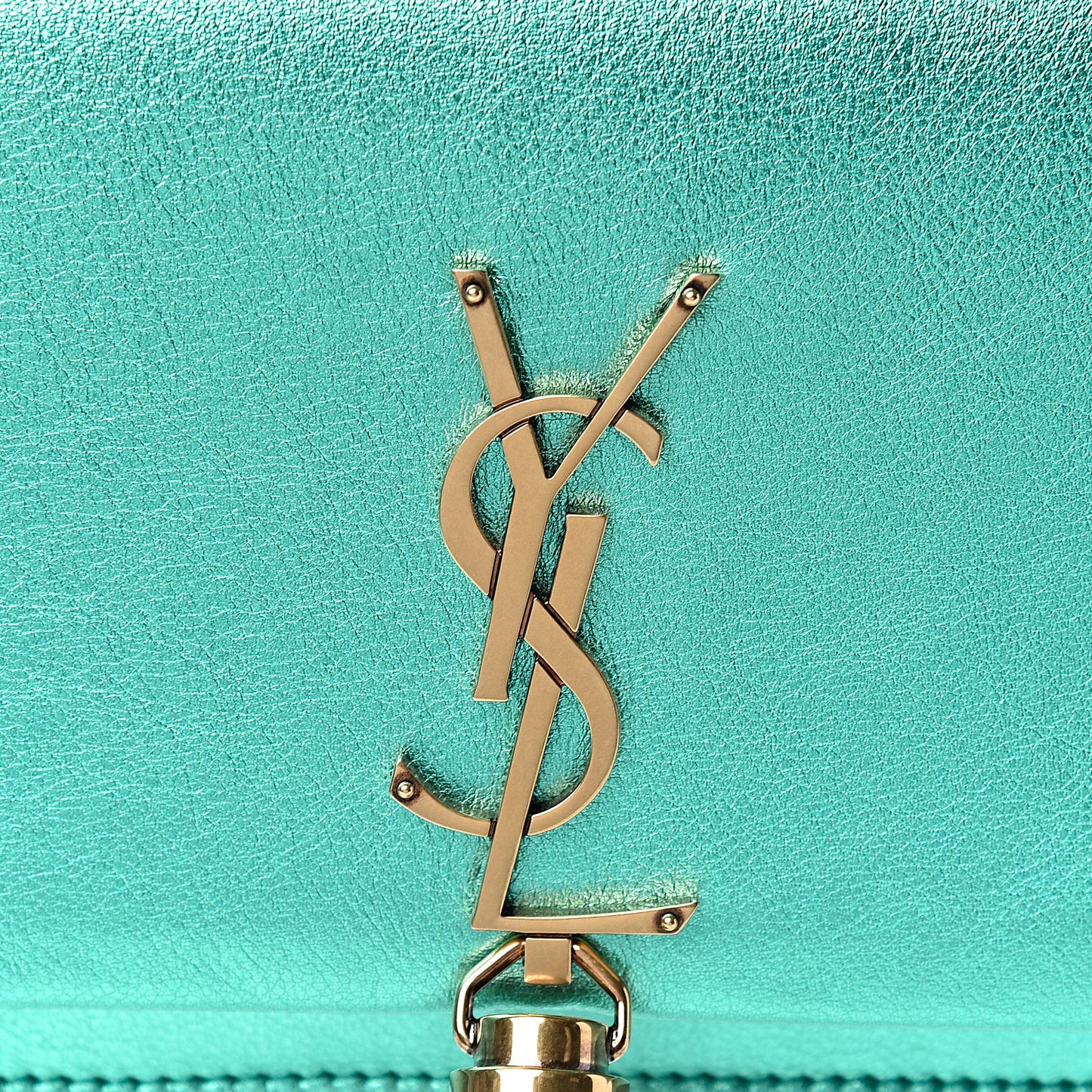 Laminated Calfskin Classic Monogram Kate Tassel Chain Wallet Green