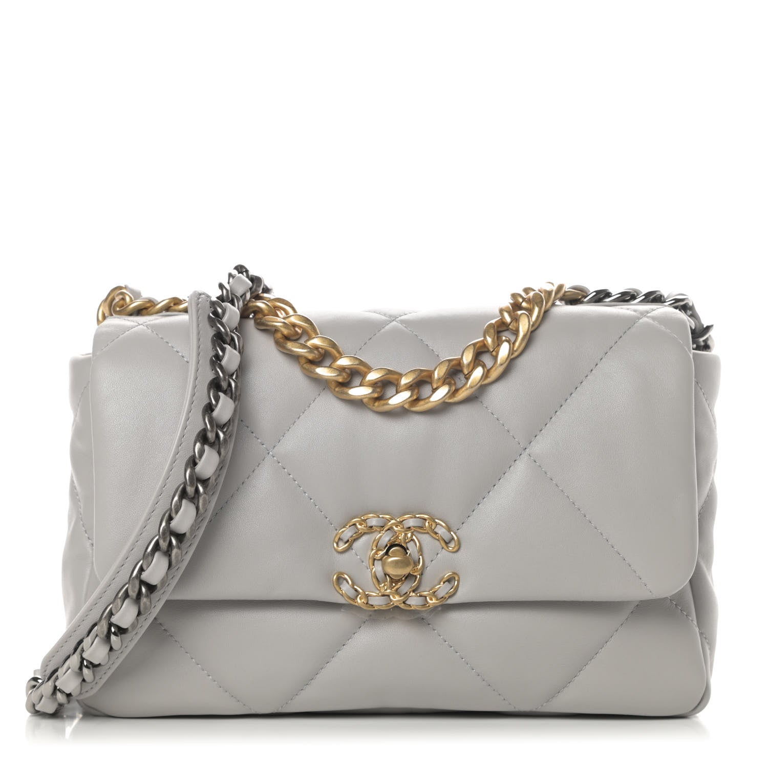 Chanel Lambskin Quilted Medium Chanel 19 Flap Grey 1 of 11