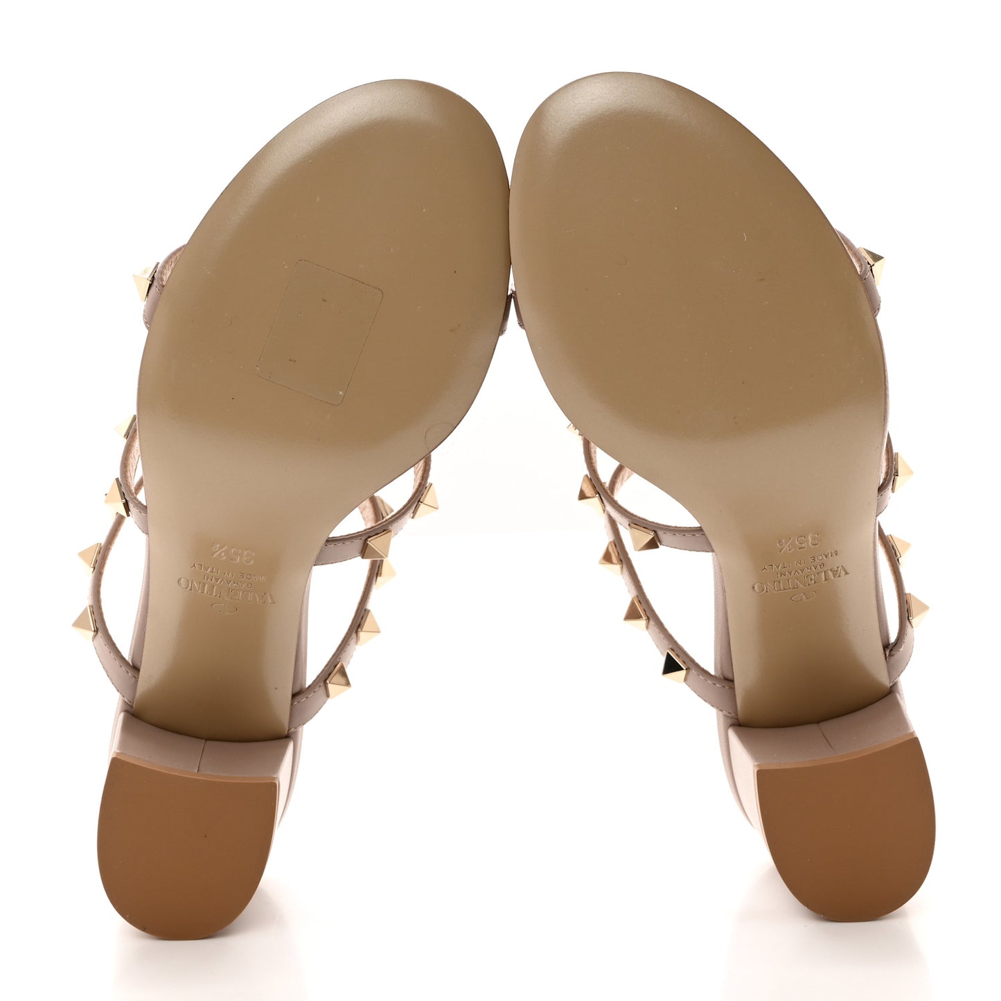 Calfskin Rockstud 60mm Caged Slide Sandals 35.5 Poudre