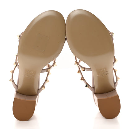 Valentino Garavani Calfskin Rockstud 60mm Caged Slide Sandals 35.5 Poudre 5 of 8
